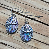 Dragonfly Filigree & Faux Shell Earrings & Necklace