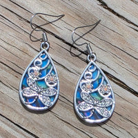 Dragonfly, Flowers & Faux Shell Earrings & Necklace