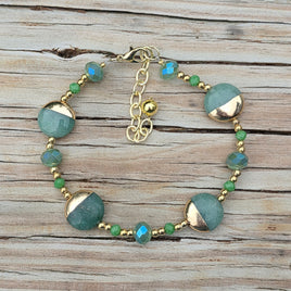 Green & Gold Beaded Bracelet