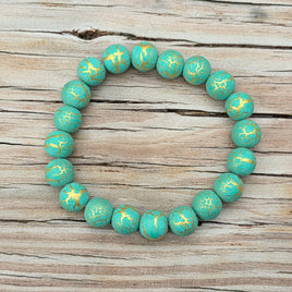 Green & Gold Marbled Stretch Bracelet