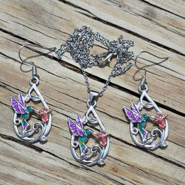 Hummingbird Earrings & Necklace