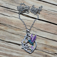 Hummingbird & Flower Earrings & Necklace