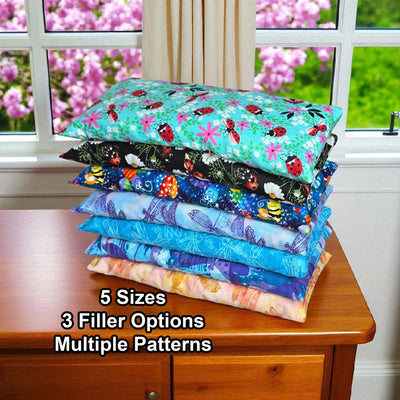 Heating Pad, Cherry Pits, Jasmine Rice, Crushed Walnut Shells, 5 sizes, Ladybug & Dragonfly Patterns -  Microwaveable