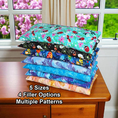 Heating Pad, Cherry Pits, Rice, Walnut or Flax Seed, 5 sizes, Ladybug & Dragonfly Patterns -  Microwaveable