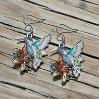 Jeweled Hummingbird Earrings & Necklace