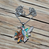 Jeweled Hummingbird Earrings & Necklace
