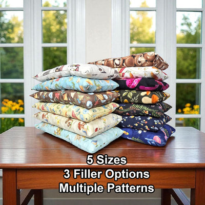 Heating Pad, Cherry Pits, Jasmine Rice, Crushed Walnut Shells, 5 sizes, Mushroom Patterns -  Microwaveable
