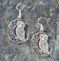 Owl in Filigree Moon Earrings