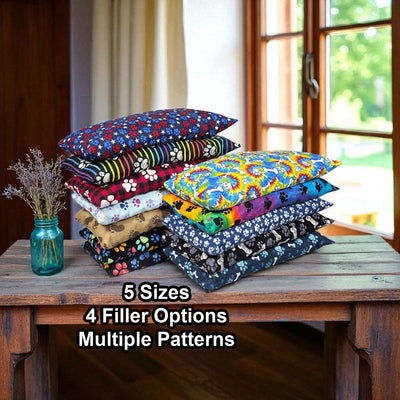 Heating Pad, Cherry Pits, Rice, Walnut or Flax Seed, 5 sizes, Paw Print Patterns -  Microwaveable