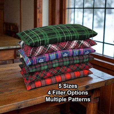 Heating Pad, Cherry Pits, Rice, Walnut or Flax Seed, 5 sizes, Plaid Patterns -  Microwaveable