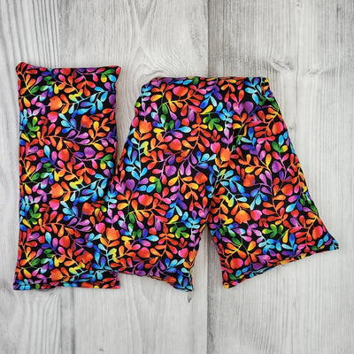 Cherry Pit Heating Pad - Rainbow Leafy Vine on Black - Cherry Pit Crafts