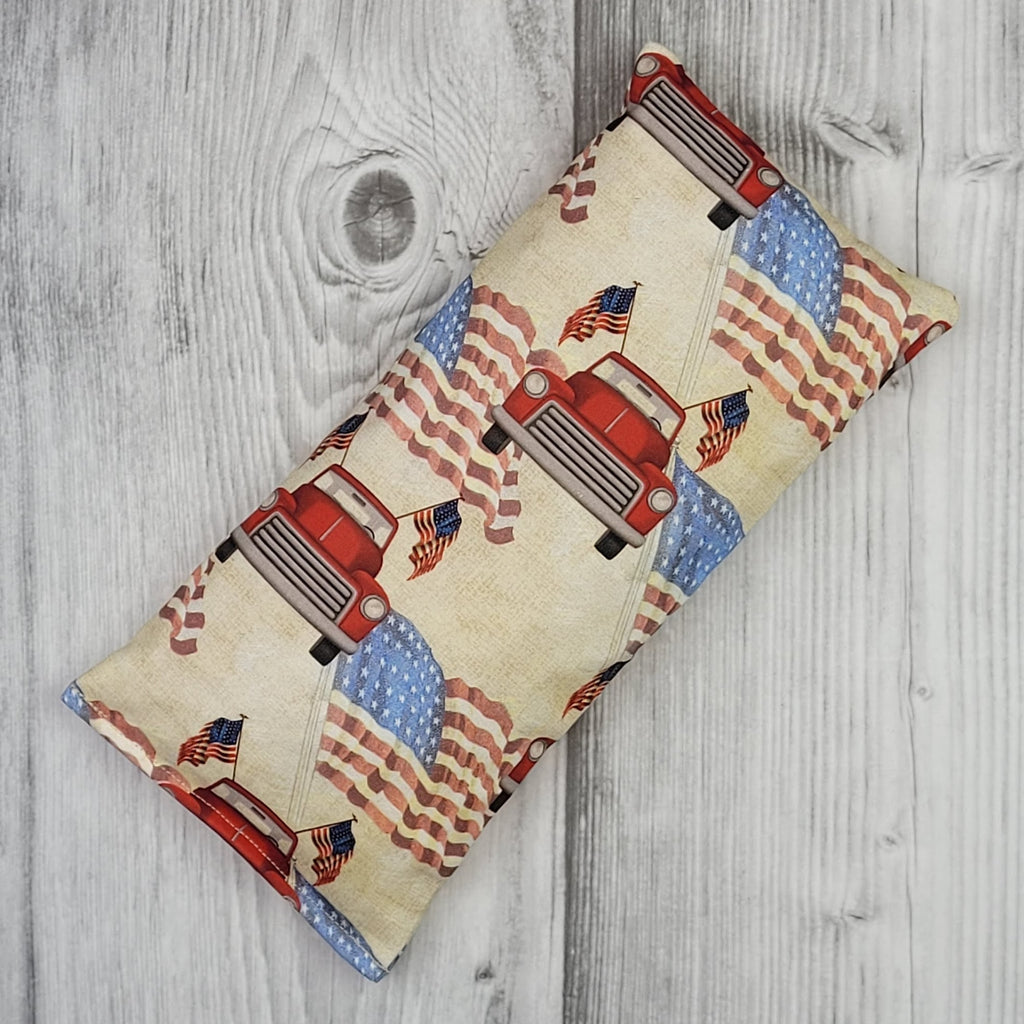 Cherry Pit Heating Pad - Red Trucks on Flying Flags - Cherry Pit Crafts