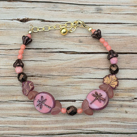 Rose Dragonfly Beaded Bracelet
