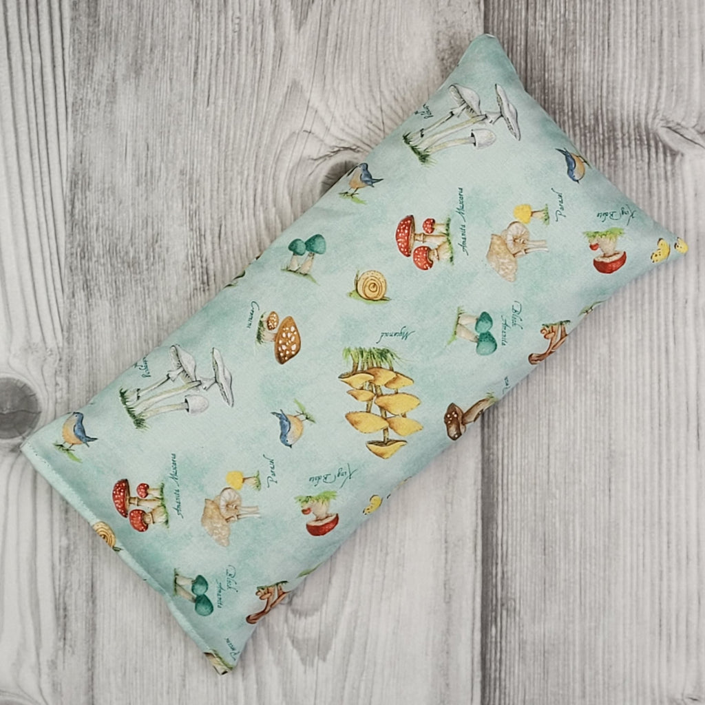Cherry Pit Heating Pad - Savor the Gnoment Forest Mushrooms Teal - Cherry Pit Crafts