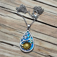 Sunflower & Faux Shell Earrings & Necklace