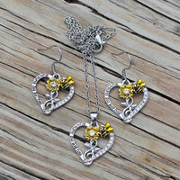 You're My Sunshine Bee & Heart Earrings & Necklace