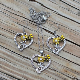 You're My Sunshine Bee & Heart Earrings & Necklace