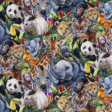 Cherry Pit Crafts animal pattern heating pad with pandas, lions, elephants, giraffes, zebras, tigers, koalas, monkeys, rhinos, toucans, and parrots.