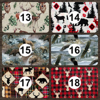 Cherry Pit Crafts microwaveable heating pad with animal patterns: deer, bears, moose, and eagles. 100% cotton.