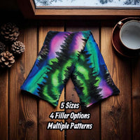 Cherry Pit Crafts microwaveable heating pad with aurora borealis and pine tree pattern, 100% cotton