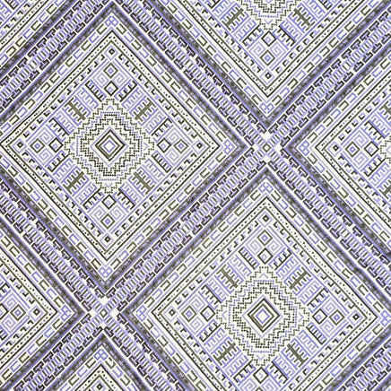 Cherry Pit Crafts bandana pattern heating pad, 100% cotton, with geometric designs in purple, grey, and white.
