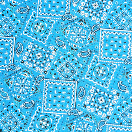 Blue bandana print 100% cotton heating pad with paisley and floral motifs. Cherry Pit Crafts.