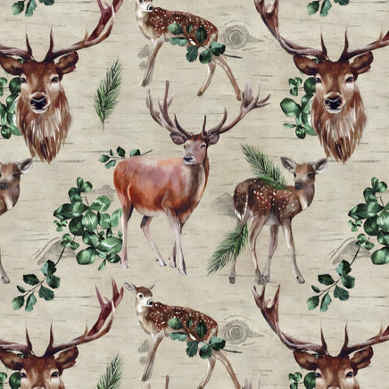Cherry Pit Crafts microwaveable heating pad fabric with deer and eucalyptus pattern, 100% cotton.