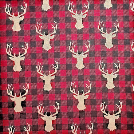 Cherry Pit Crafts microwaveable heating pad with deer pattern on red and black buffalo plaid fabric. 100% cotton.
