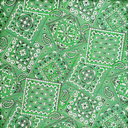 Cherry Pit Crafts green bandana print 100% cotton heating pad with paisley and floral motifs.