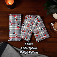 Cherry Pit Crafts grey plaid heating pad with Mickey & Minnie Mouse pattern, 100% cotton