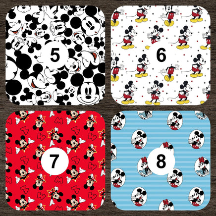 Cherry Pit Crafts Mickey & Minnie Mouse patterns on cotton heating pads. Options include black & white, red, and blue.