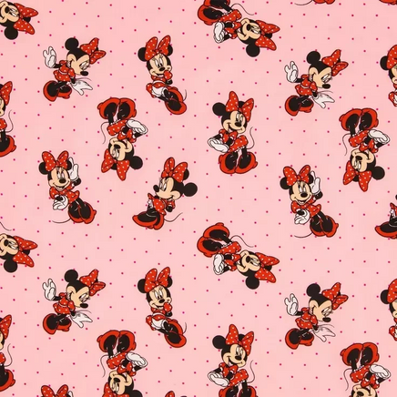 Cherry Pit Crafts pink heating pad with Minnie Mouse pattern and red polka dots. 100% cotton.