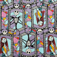 Cherry Pit Crafts Nightmare Before Christmas heating pad fabric with Jack Skellington and Sally, stained glass pattern