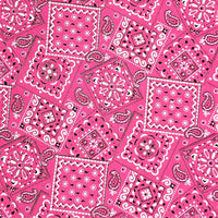 Cherry Pit Crafts pink bandana print heating pad with paisley and floral motifs. 100% cotton.