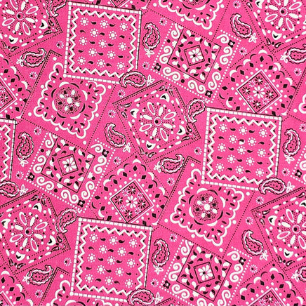 Cherry Pit Crafts pink bandana print heating pad with paisley and floral motifs. 100% cotton.