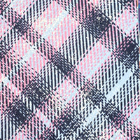 Cherry Pit Crafts microwaveable heating pad in a pink, blue, and navy plaid flannel pattern. 100% cotton.