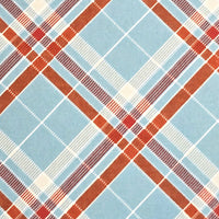 Cherry Pit Crafts blue plaid flannel heating pad with red and brown stripes. 100% cotton.