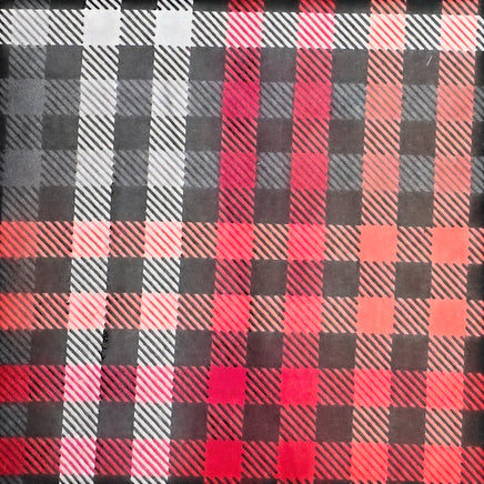 Cherry Pit Crafts microwaveable heating pad in red, pink, grey, and black plaid flannel. 100% cotton.