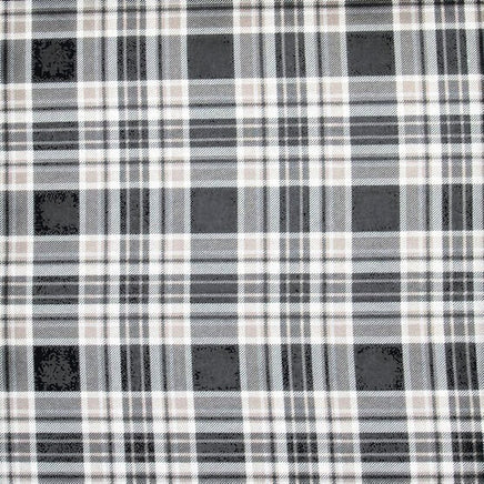 Cherry Pit Crafts plaid flannel heating pad in grey, white, and beige. 100% cotton.