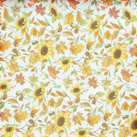 Cherry Pit Crafts microwaveable heating pad with sunflower and autumn leaf pattern, 100% cotton.
