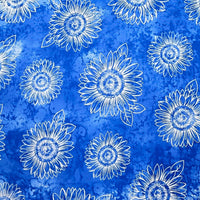 Cherry Pit Crafts blue cotton heating pad with white sunflower pattern. Available in 5 sizes.