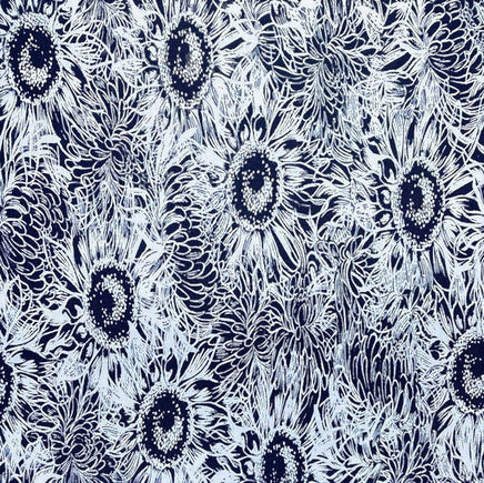 Cherry Pit Crafts navy and white sunflower pattern 100% cotton heating pad fabric.