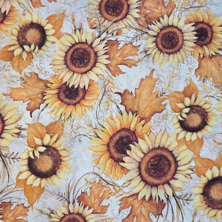 Cherry Pit Crafts microwaveable heating pad fabric with sunflower and autumn leaf pattern. 100% cotton.