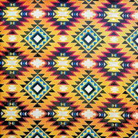 Cherry Pit Crafts microwaveable heating pad with a Western bandana pattern in yellow, orange, black, blue, and white.