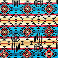 Cherry Pit Crafts microwaveable heating pad with Western bandana pattern, featuring dreamcatchers and feathers in red, blue, yellow, and black.