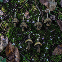 Bronze Mushroom Earrings