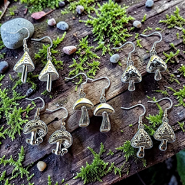 Silver Mushroom Earrings