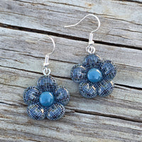 Plaid Flower Earrings