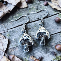Silver Mushroom Earrings