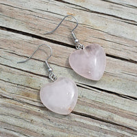 Rose Quartz Heart Earrings